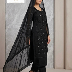 Black Georgette Suit Set (unstitched)