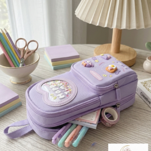 Kawaii Pencil Case, Cute 3D Cutouts with Multi-Compartment Large Storage, Stationery Pouch