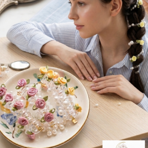 Floral Designed Ponytail Holders, Set of 3