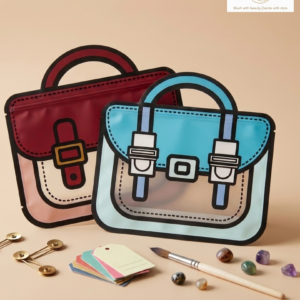 School Bag Themed Ziplock Bag (Packof 2) Any Random Colour