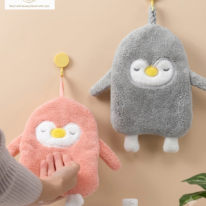 Microfibre Ultra Soft Wall Mounted Hand Towel Penguin Shape Design, Pack of 1 (Any Random Colour)