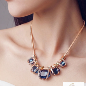 Blue Coloured Spherical Stoned Necklace